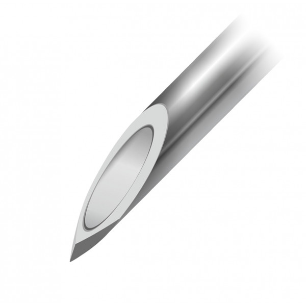 double-pointed, beveled tip and short secondary bevel