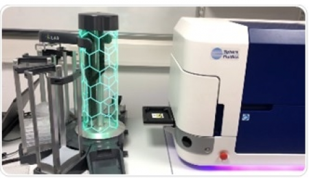 Cyto-Mine® Single Cell Analysis System (right) integrated with S-LAB™ automated plate handler (left).