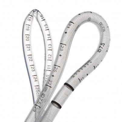 The reinforcement of a metal helix reduces the risk of bending with a large bend of the tube