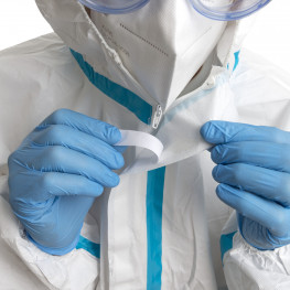 Disposable protective suit. Sealed seams