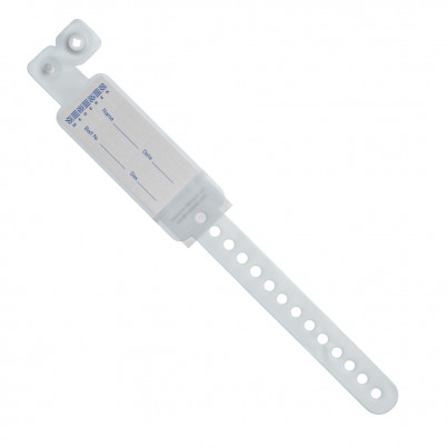 Patient Identification Bracelet. Card-insert type. White