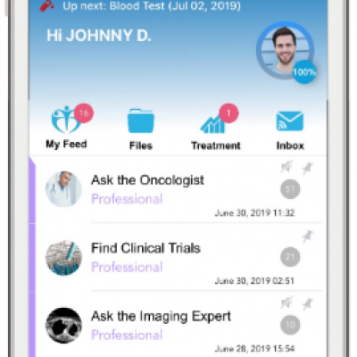 Patients can ask questions of oncologists on the Belong app.